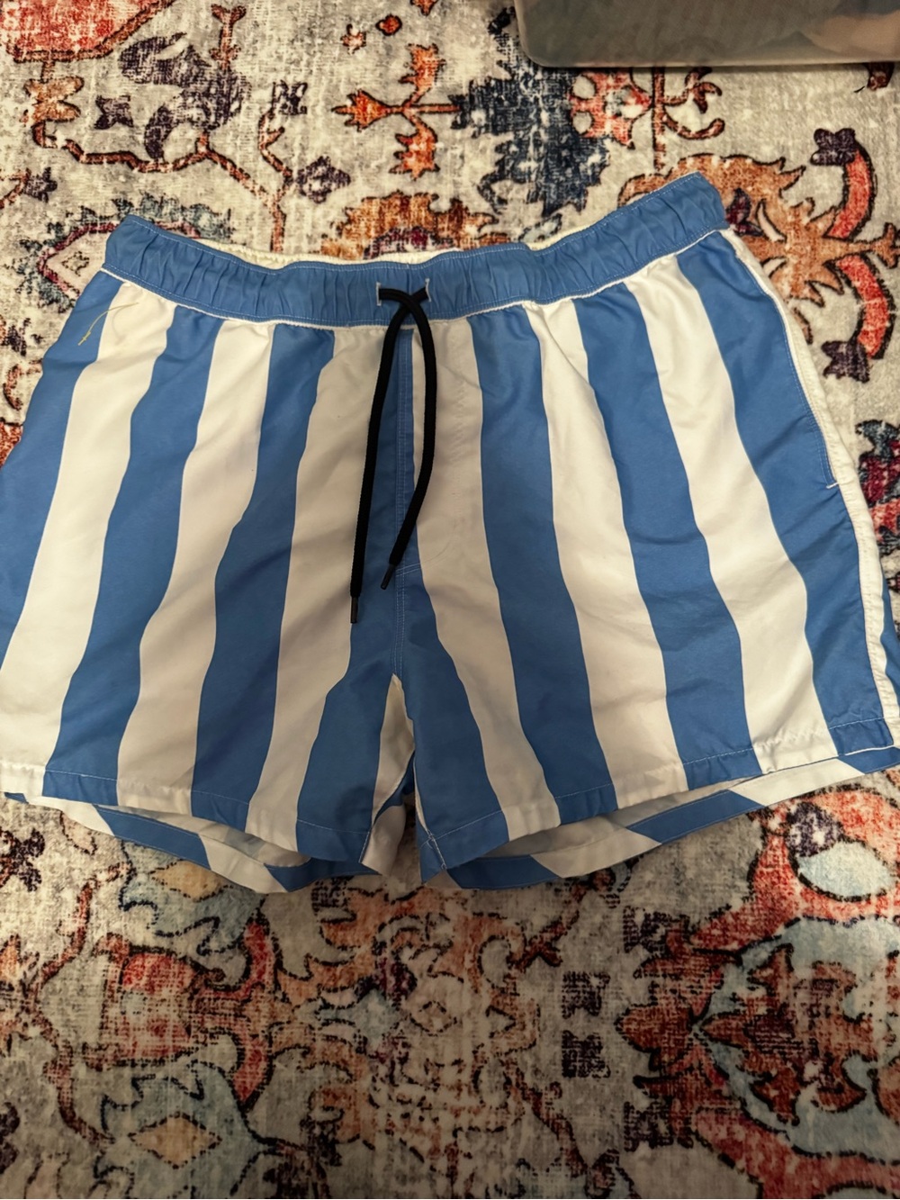 ASOS Blue and White Vertical Stripe Swim Shorts